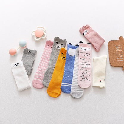 Baby Kid Girls Boys Striped Letters Animals Cartoon Socks