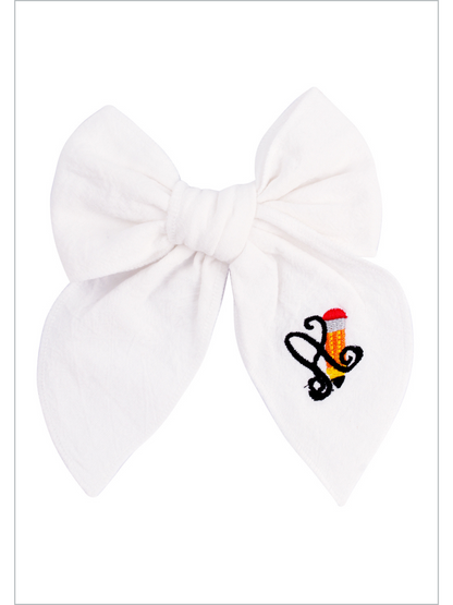 My Little Bookworm Embroidered Hair Bow