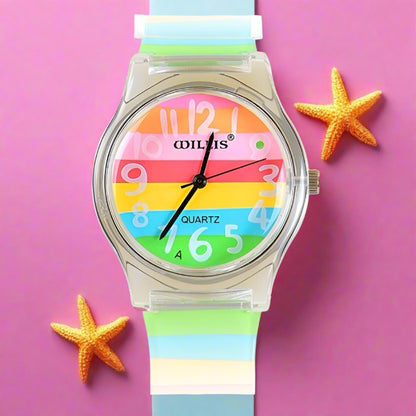 Girl's Waterproof Watch with Multicolored Strap