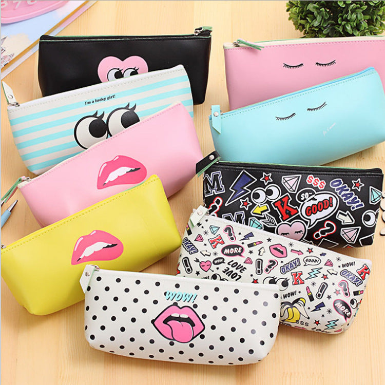 Large Capacity Leather Pencil Case