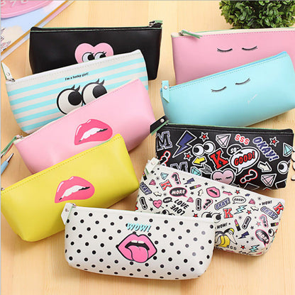 Large Capacity Leather Pencil Case