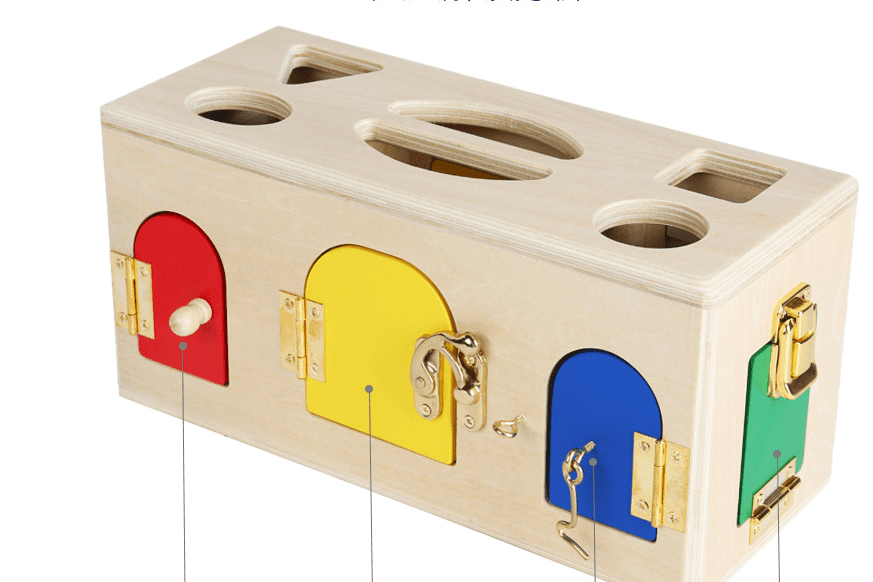 Educational Shape Lock Box Wooden Toy for Preschool Kids