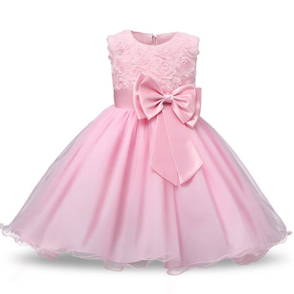 Wholesale Children's Rose Fluffy Polyester Dresses