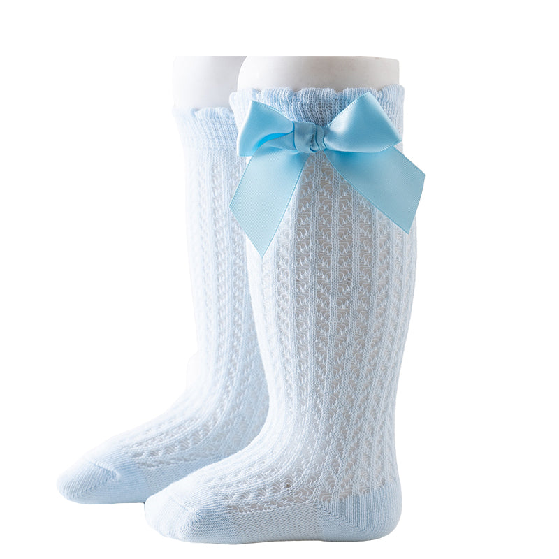 Baby Girls Solid Color Bow Accessories Socks