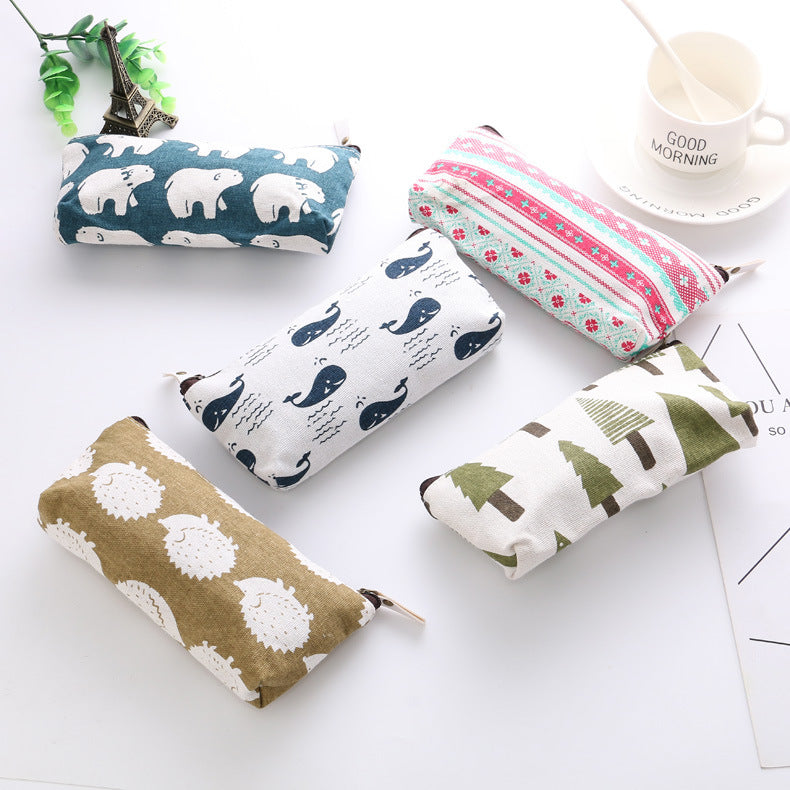 Floral Canvas Student Pencil Bags