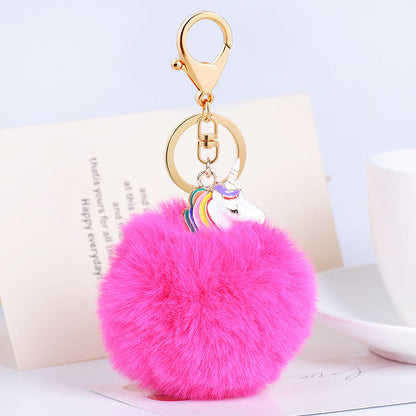 Plush Pendant Creative Unicorn Fashion Metal Keychains