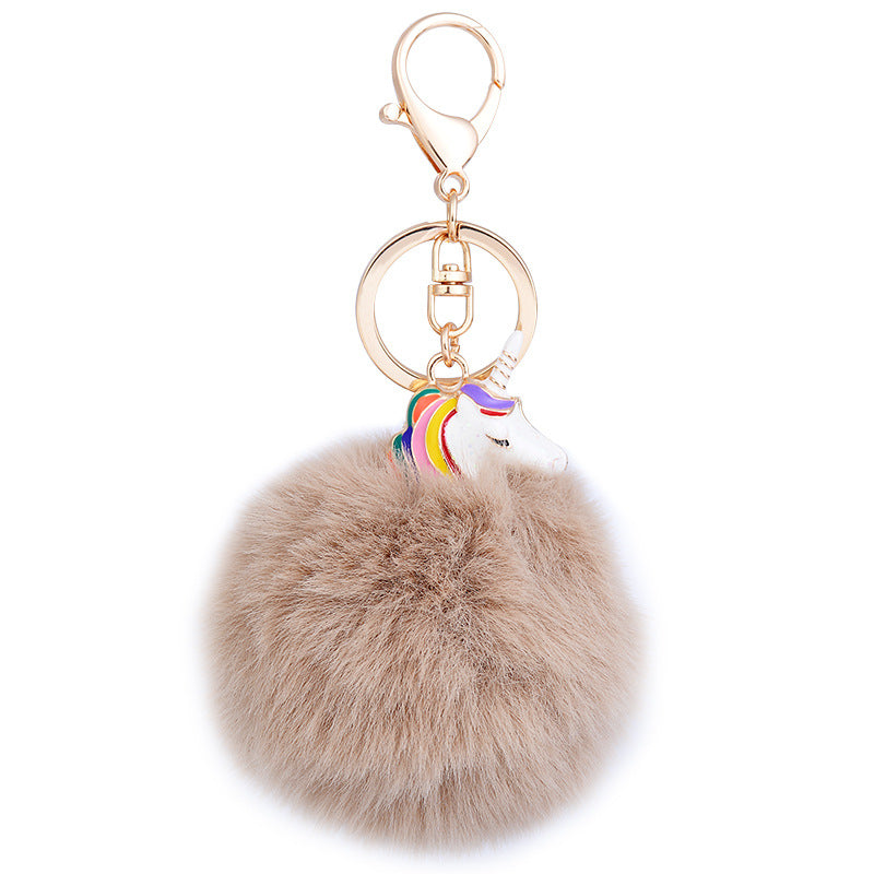 Plush Pendant Creative Unicorn Fashion Metal Keychains