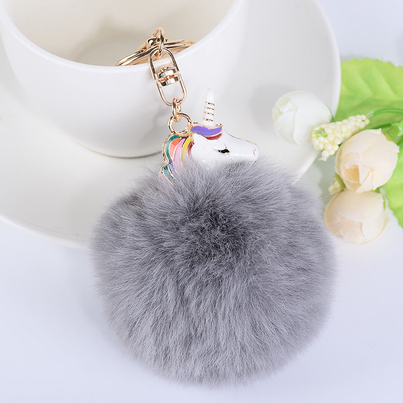 Plush Pendant Creative Unicorn Fashion Metal Keychains