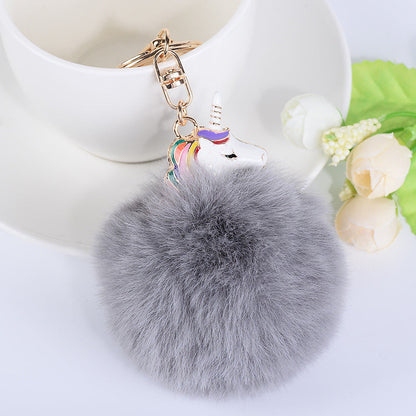Plush Pendant Creative Unicorn Fashion Metal Keychains