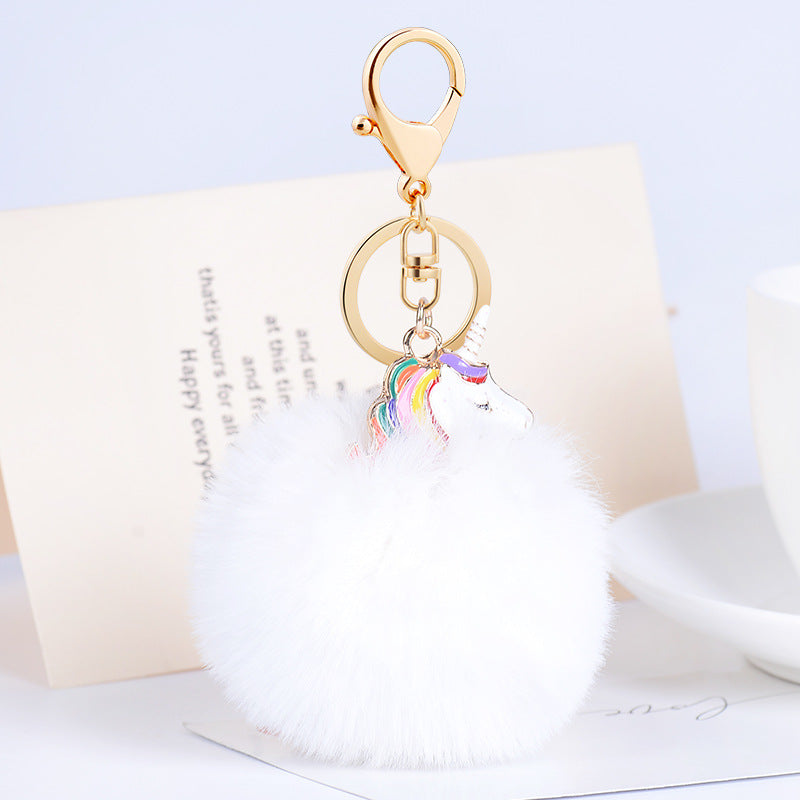 Plush Pendant Creative Unicorn Fashion Metal Keychains