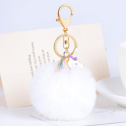 Plush Pendant Creative Unicorn Fashion Metal Keychains