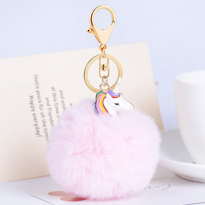Plush Pendant Creative Unicorn Fashion Metal Keychains