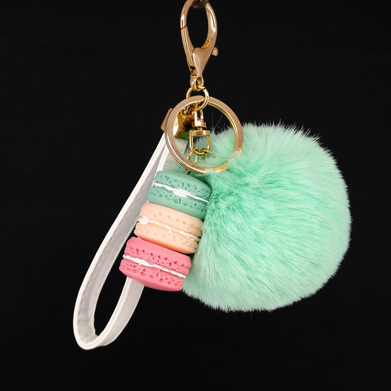 Alloy Macaron Hair Ball Keychain