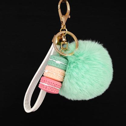 Alloy Macaron Hair Ball Keychain