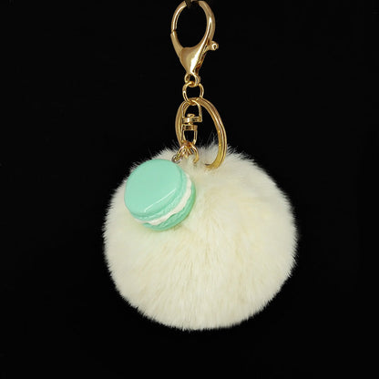 Alloy Macaron Hair Ball Keychain
