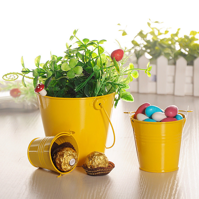 Home Decoration Metal Crafts Mini Iron Bucket Ornaments