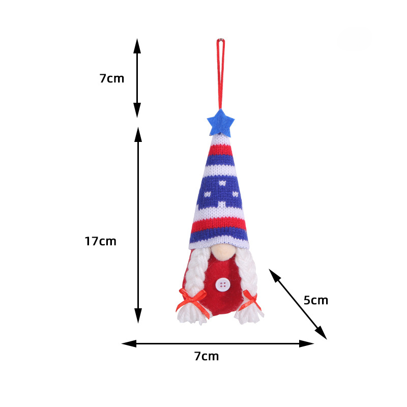Independence Day Striped Five Star Faceless Doll Ornament