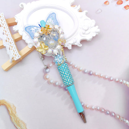 Beaded Pen Pearl Rhinestone Butterfly Lace Pen Handmade