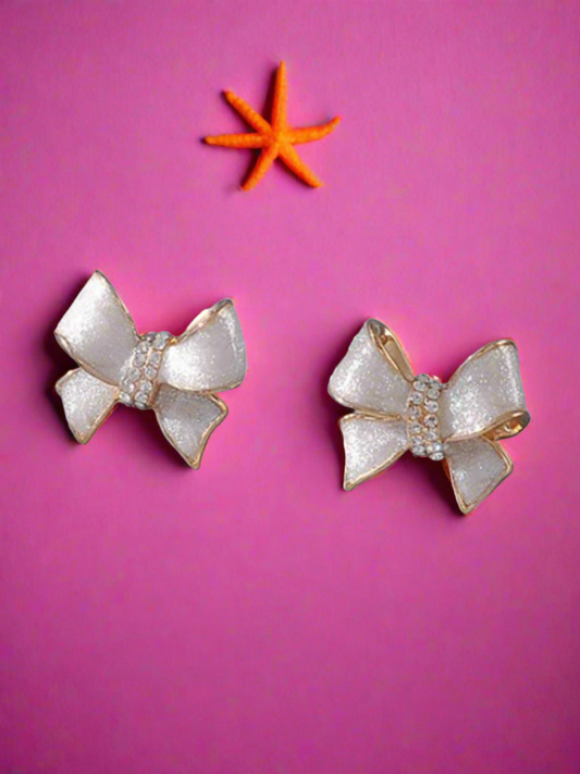 Pretty and Pearlescent Sparkly Bowknot Earrings