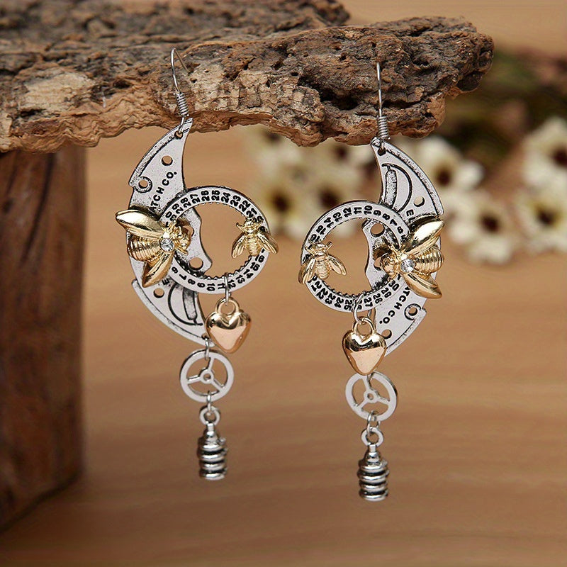 Steampunk Bee Style Drop Earrings