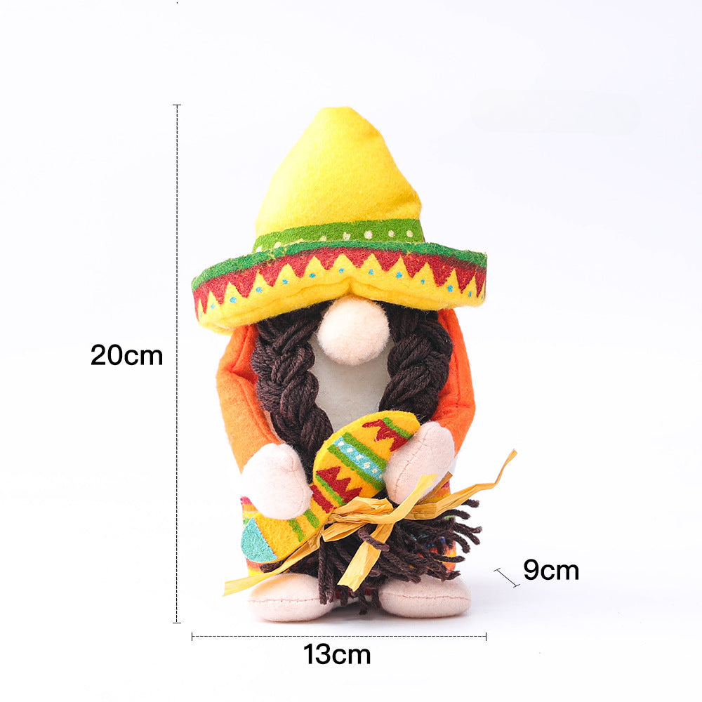 Carnival Mexican Sombrero Faceless Doll Doll