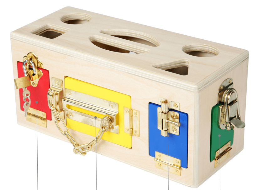 Educational Shape Lock Box Wooden Toy for Preschool Kids