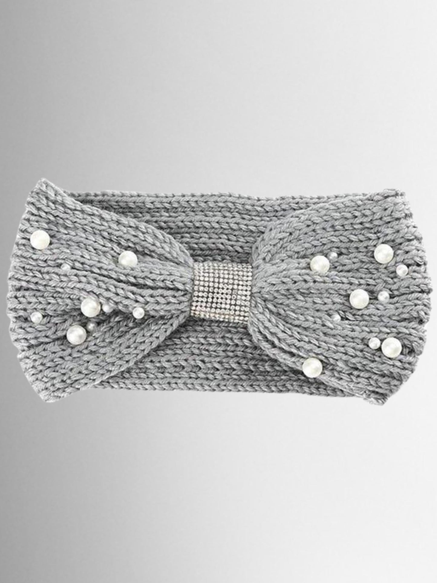 Girls Knitted Pearl and Rhinestone Headband
