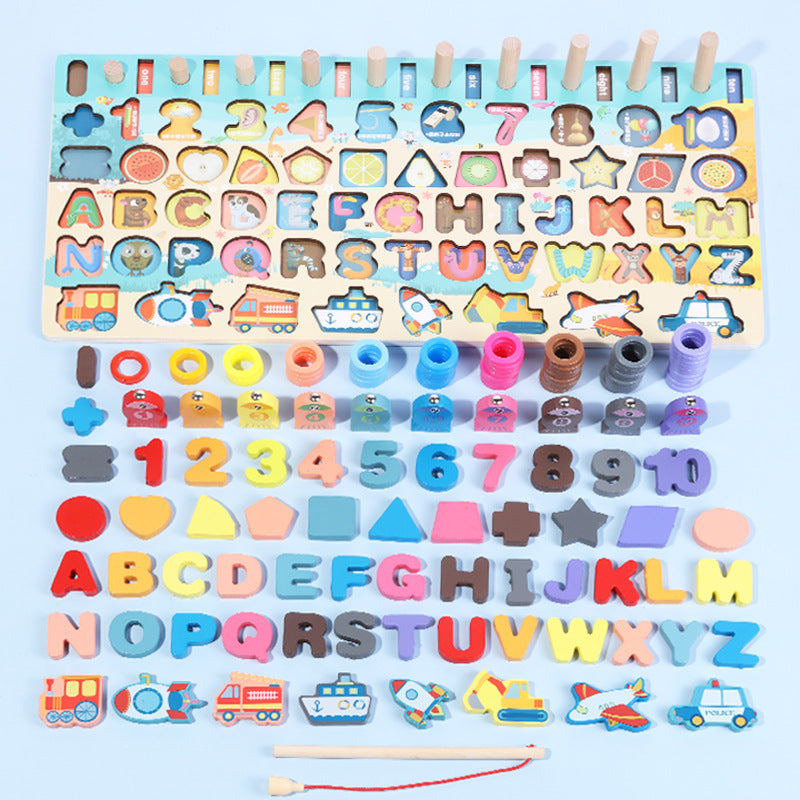 Montessori Wooden Math Fishing Board Educational Toy