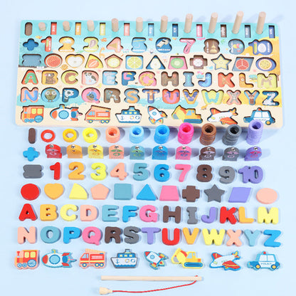 Montessori Wooden Math Fishing Board Educational Toy