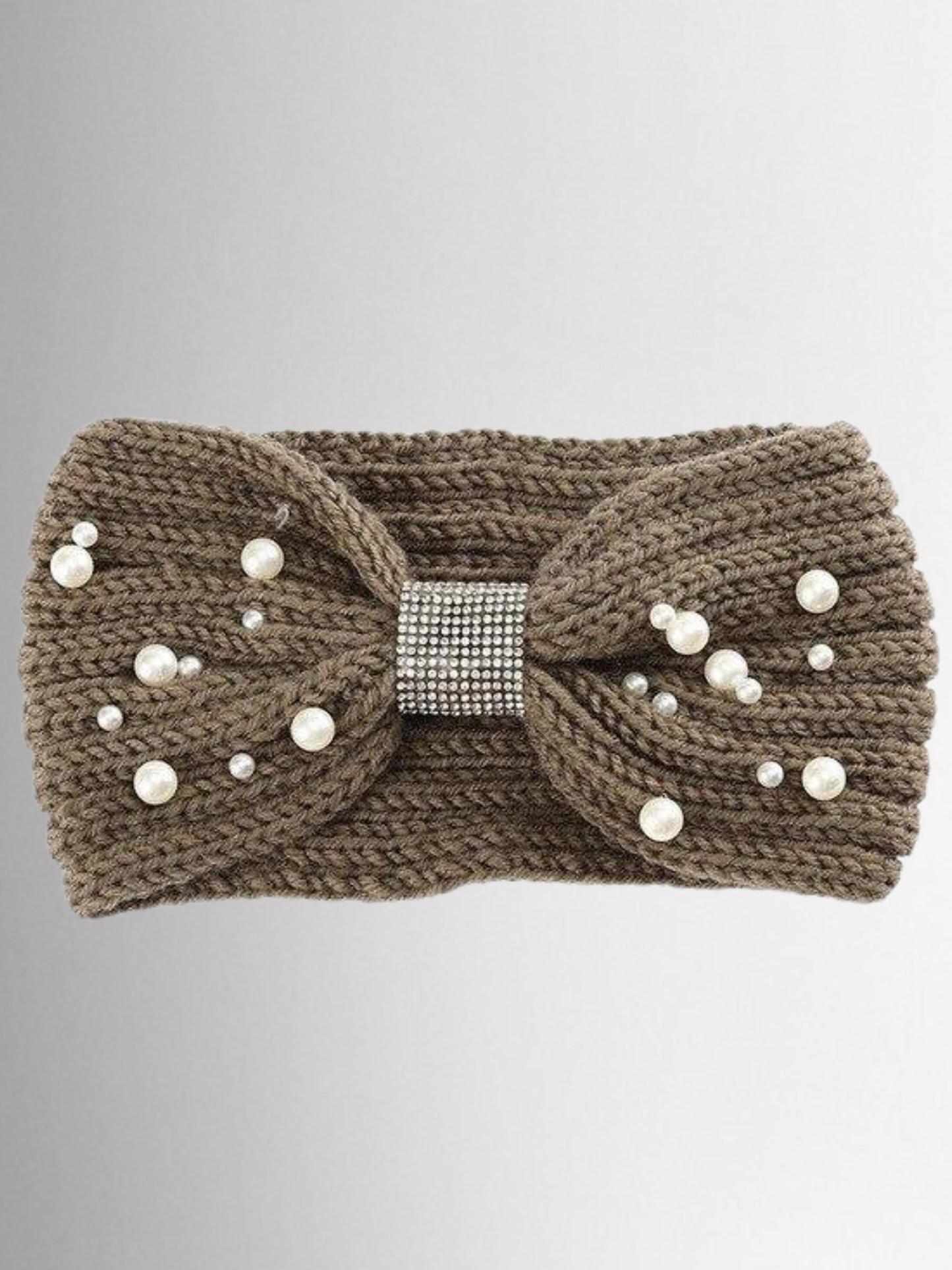 Girls Knitted Pearl and Rhinestone Headband