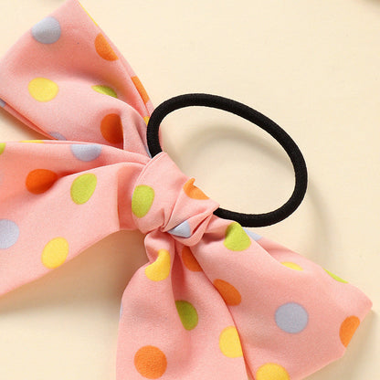 4 Pack Kid Gir Colorful Polka Dots Bow Hair Tie