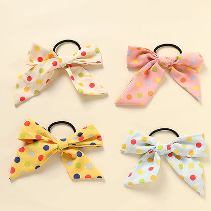 4 Pack Kid Gir Colorful Polka Dots Bow Hair Tie