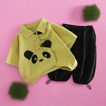 Boys' Cotton Panda Shirt and Shorts Set
