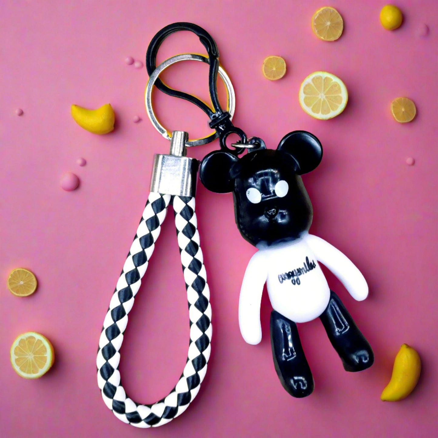 Cartoon Bear Pu Leather Bag Ornament Keychain