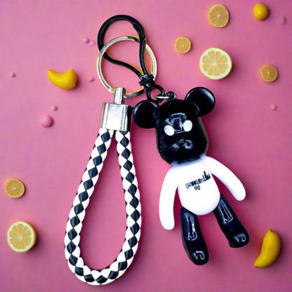 Cartoon Bear Pu Leather Bag Ornament Keychain