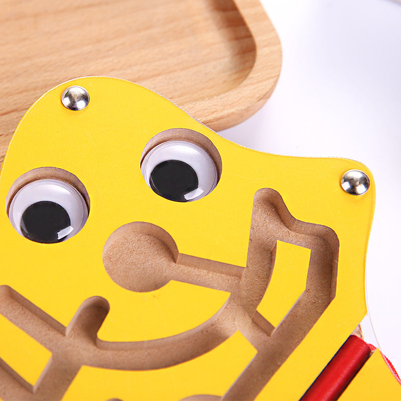 Magnetic Pen Ball Maze Animal Track Educational Wooden Toy