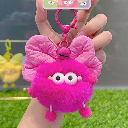 Bow Colorful Fur Ball Keychain