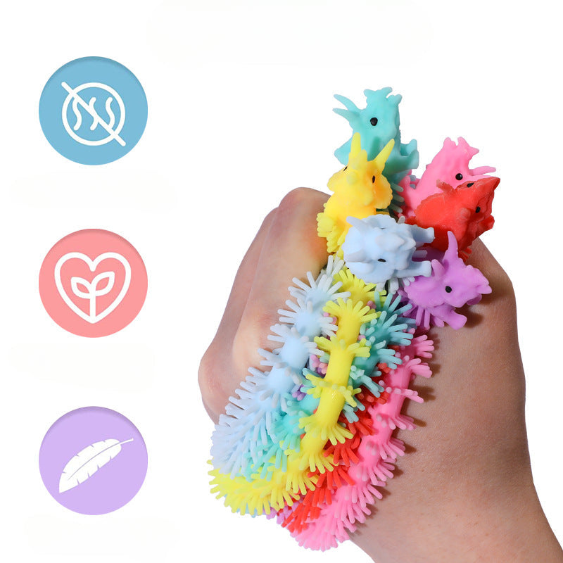 Wholesale Creative TPR Decompression Tension Rope Bracelet Children and Adults Stretch Dinosaur Lala Le Vent Noodles