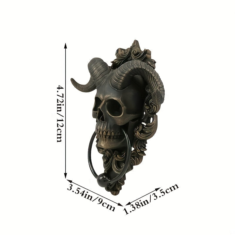 Gothic Resin Horned Skull Door Knocker