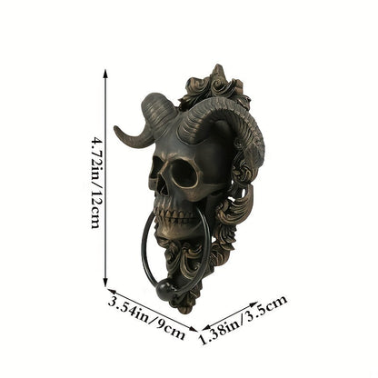 Gothic Resin Horned Skull Door Knocker