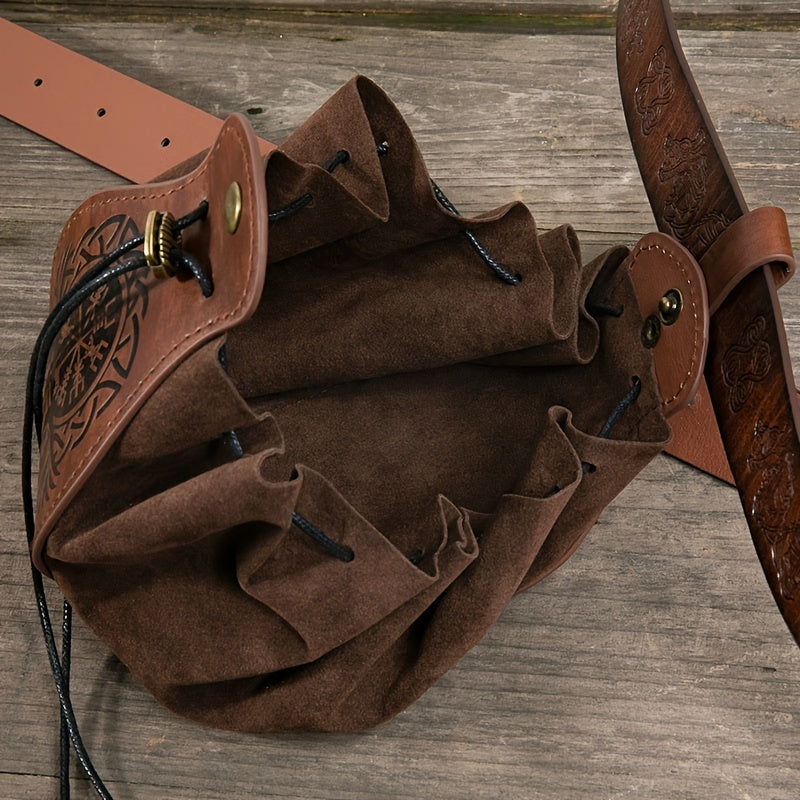 Drawstring Leather Belt Pouch Waist Bag