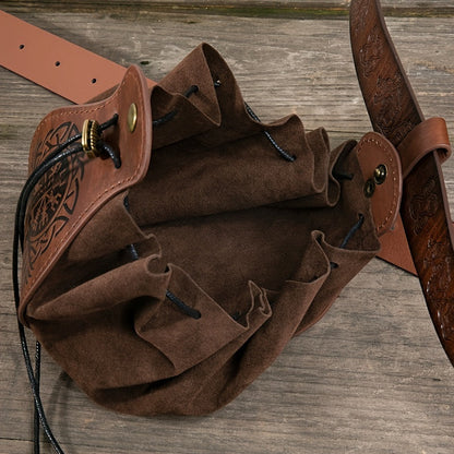 Drawstring Leather Belt Pouch Waist Bag