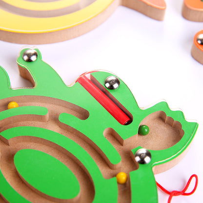 Magnetic Pen Ball Maze Animal Track Educational Wooden Toy