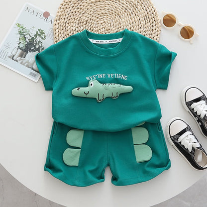 Baby Cotton Three-dimensional Printed Casual Shorts Set