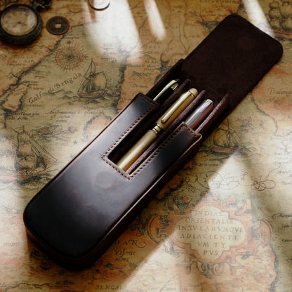 Genuine Leather Handmade Magnetic Drawer Pen Bag