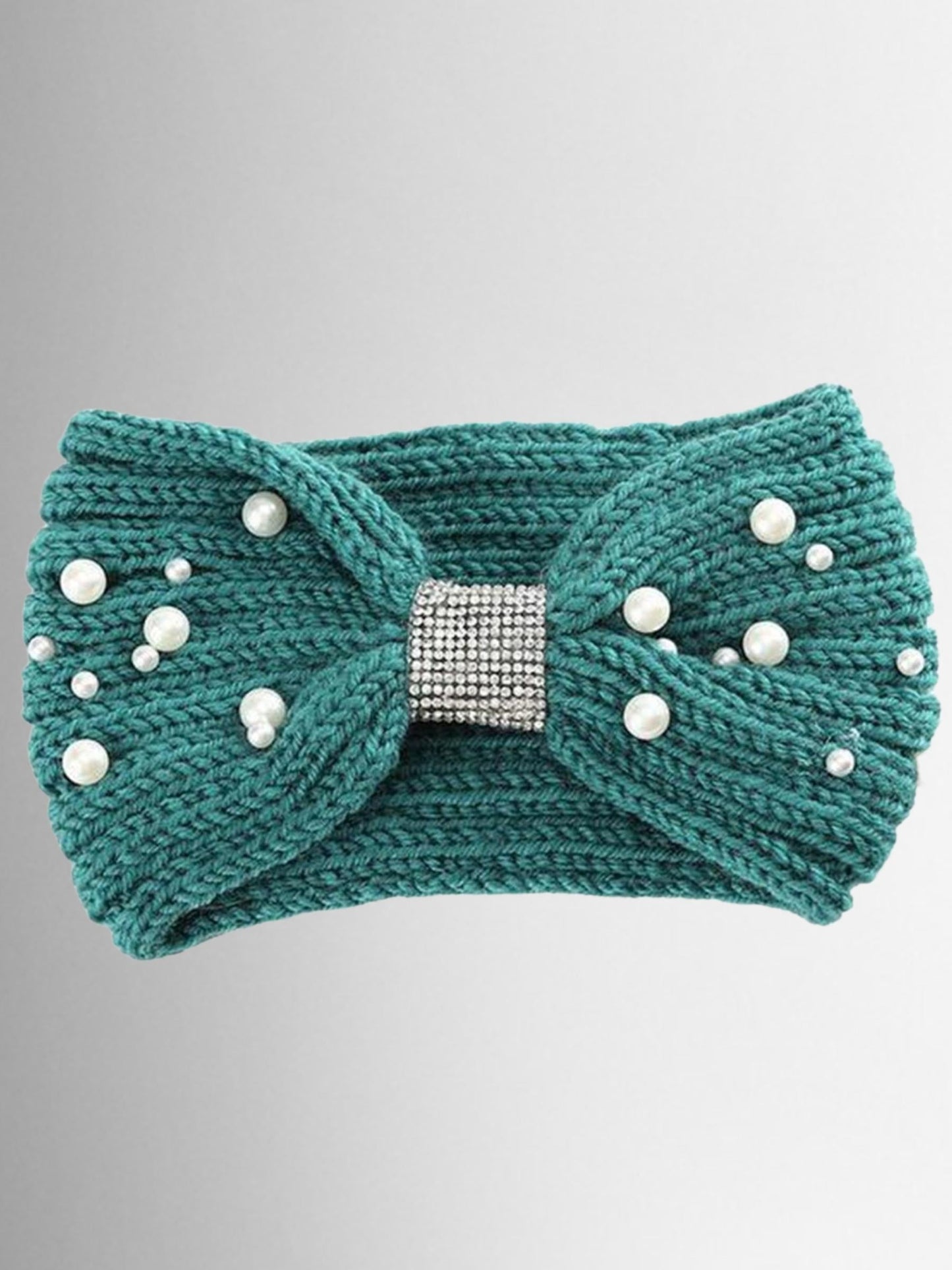 Girls Knitted Pearl and Rhinestone Headband