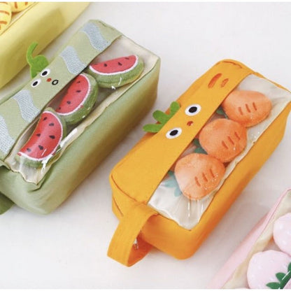 Cartoon Fruit and Vegetable Canvas Pencil Bag