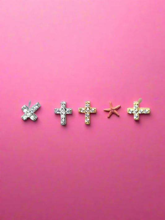 Girl's 925 Silver Diamond Set Cross Earrings