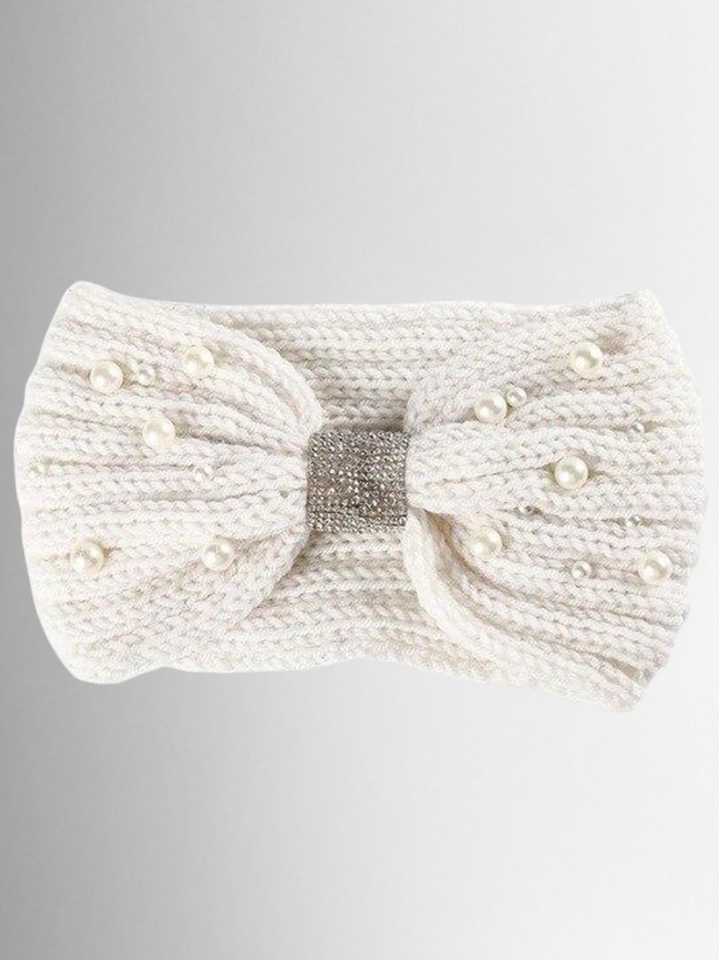 Girls Knitted Pearl and Rhinestone Headband