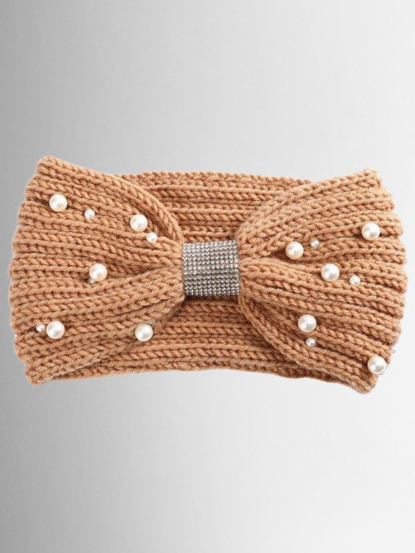 Girls Knitted Pearl and Rhinestone Headband